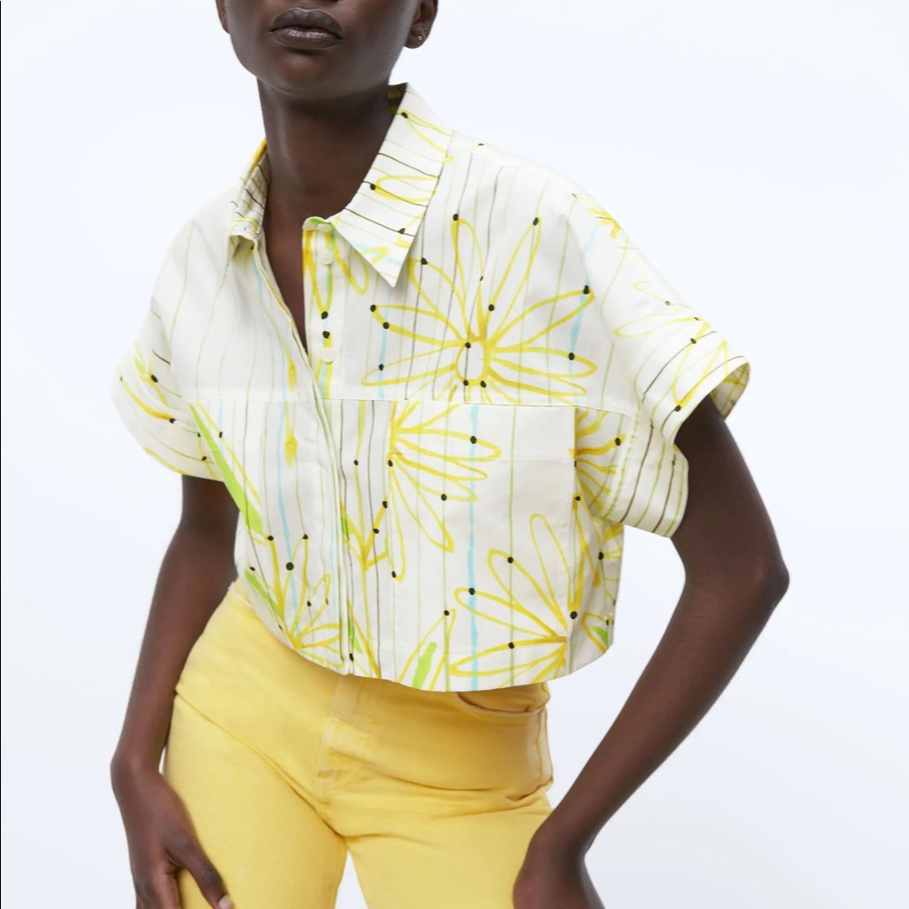 ZARA DAISIES POPLIN SHIRT